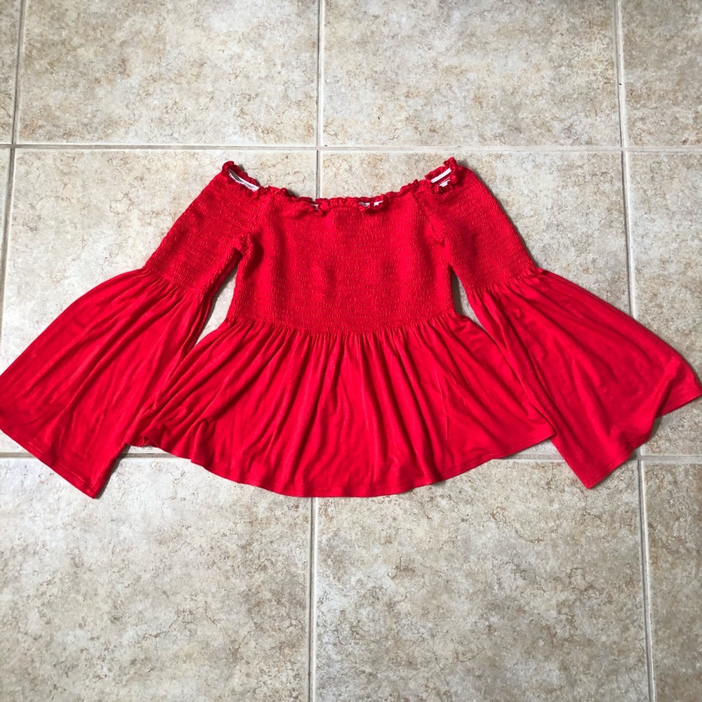 Red off the shoulder top